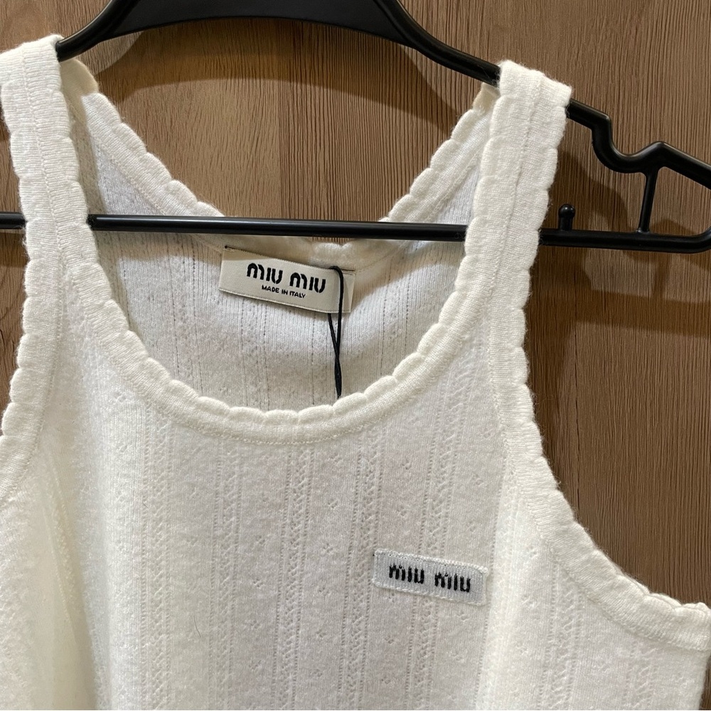 Miu Miu White Knit Tank Top - Picture 5 of 7